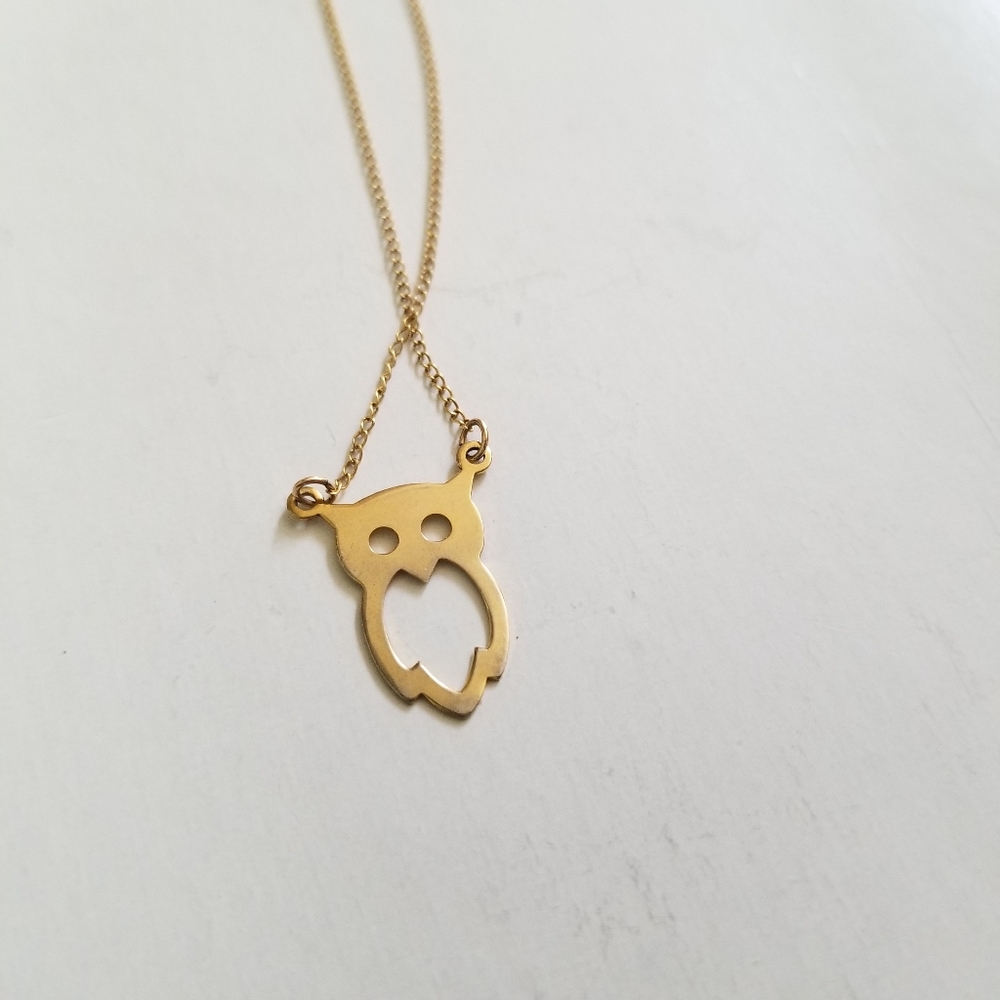 12kt Gold Filled Owl Necklace - Picture 6 of 7